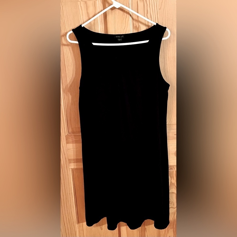 J. Jill Wearever Black V-Neck Sleeveless Tank Dress Petite Medium PM Minimalist